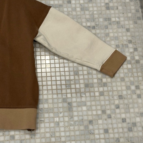 Madewell MWL Brown White Betterterry Side-Zip Colorblock Hoodie Sweatshirt - Picture 14 of 14
